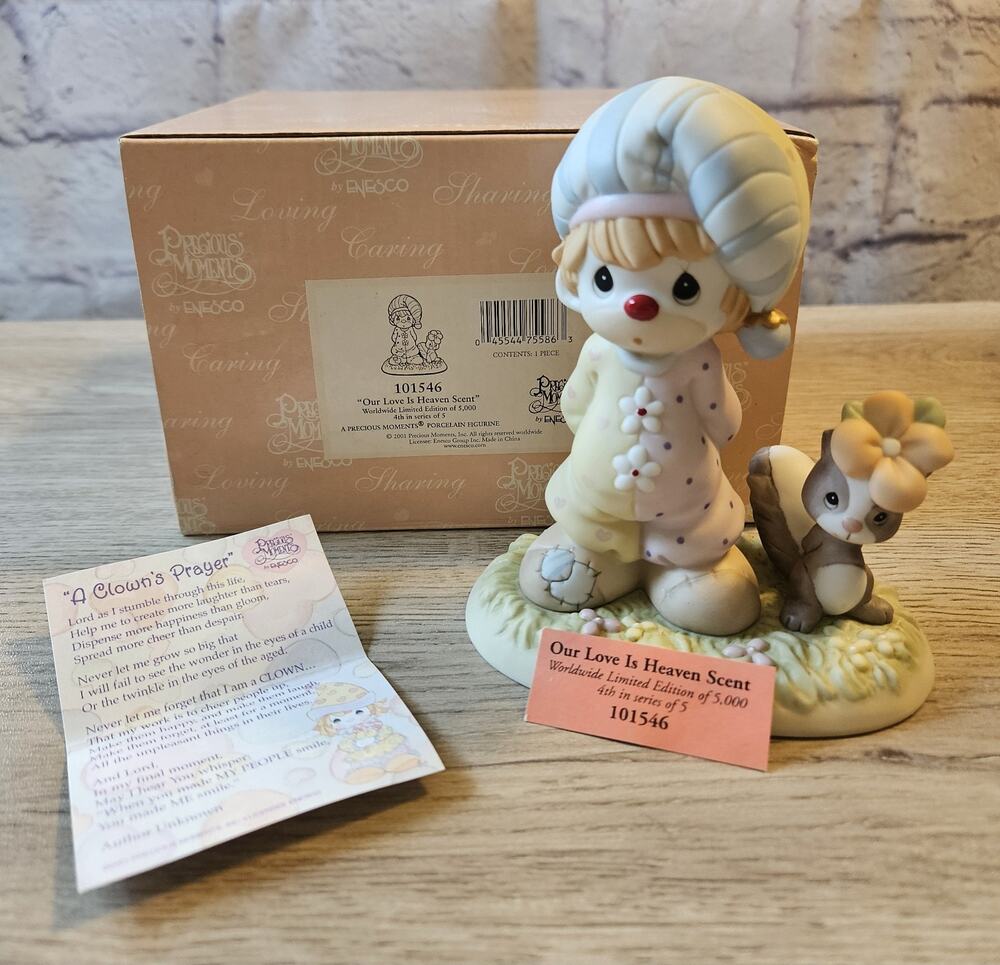Precious Moments 4th in Clown Series -OUR LOVE IS HEAVEN SCENT 101546 Skunk NIB